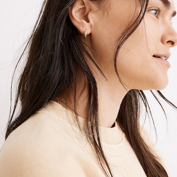 Delicate Collection Demi-Fine 14k Plated Puffed Huggie Hoop - Picture 2 of 4